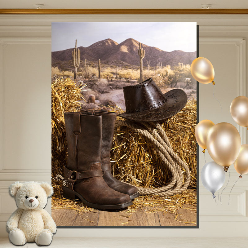 Layoris Haystack Boots Hat Western Cowboy Backdrop