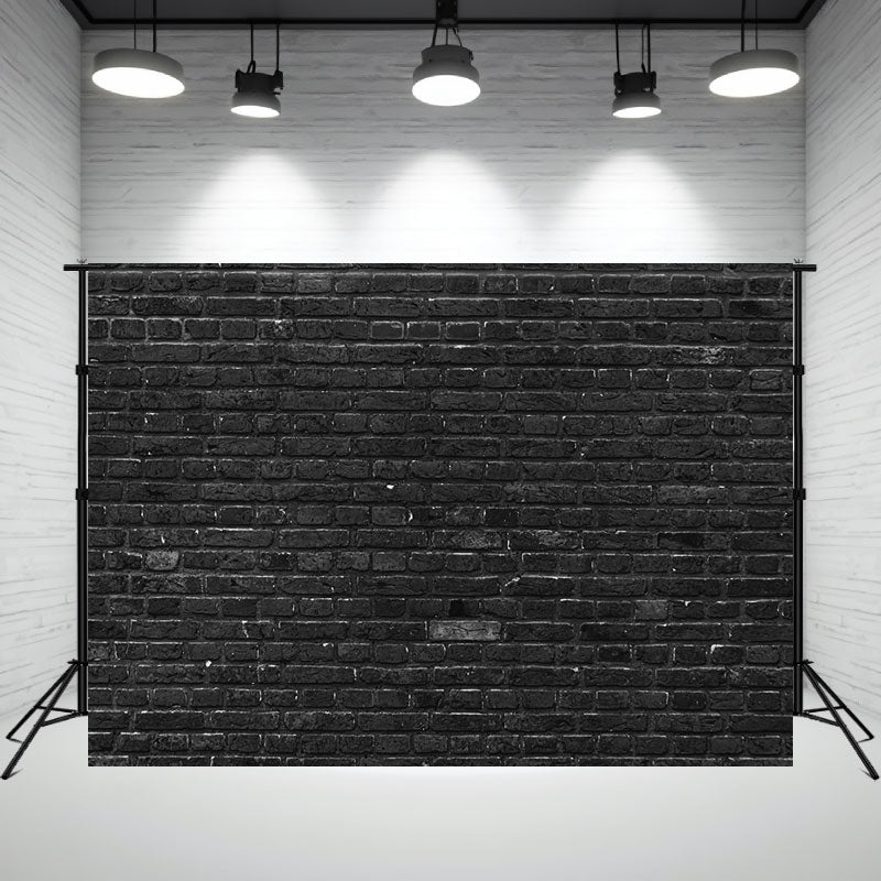 Classic Black Brick Wall Photography Backdrop - Layoris