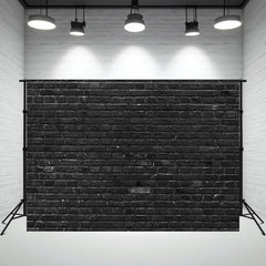 Classic Black Brick Wall Photography Backdrop - Layoris