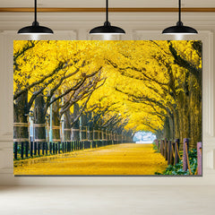 Layoris Street Yellow Ginkgo Tree Photography Backdrop