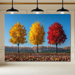 Layoris Three Red And Yellow Maple Trees Photo Backdrop