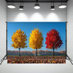 Layoris Three Red And Yellow Maple Trees Photo Backdrop