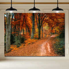 Layoris Autumn Red Leaves Forest Photography Backdrop