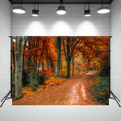 Layoris Autumn Red Leaves Forest Photography Backdrop