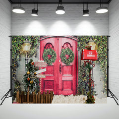 Layoris Redwood Door Mailbox Christmas Photography Backdrop