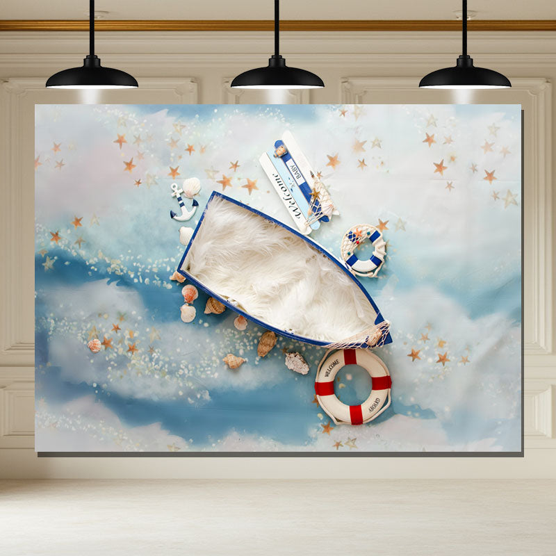Layoris Navy Blue Boat Newborn Mini Session Backdrop
