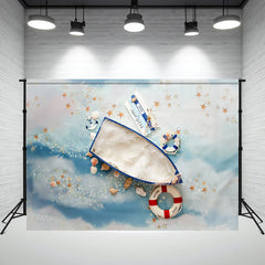 Layoris Navy Blue Boat Newborn Mini Session Backdrop