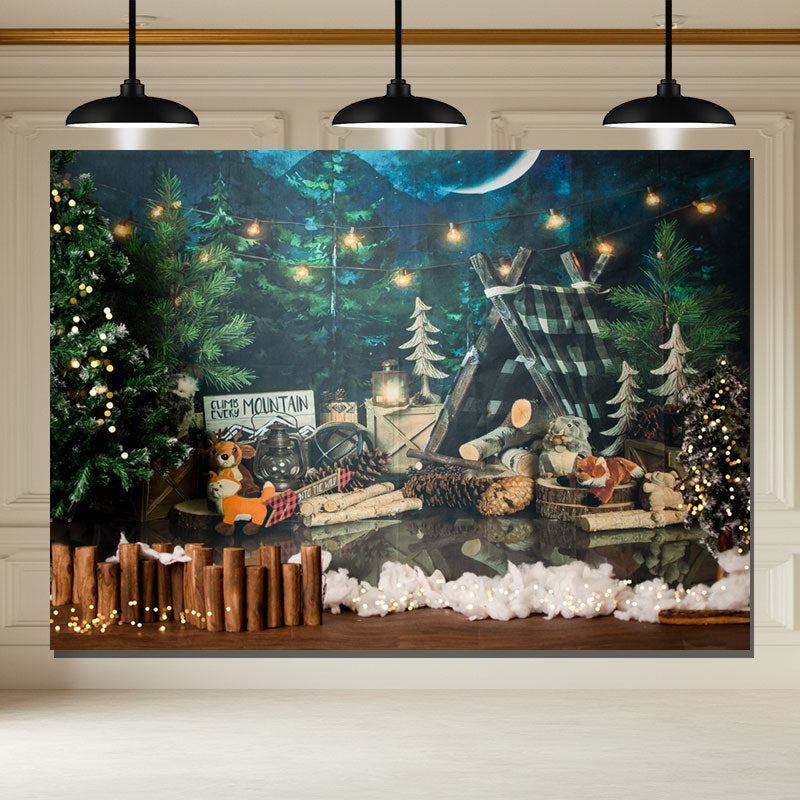 Layoris Tent Forest Green Birthday Mini Session Backdrop