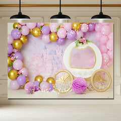 Layoris Pink Purple Balloon Birthday Mini Session Backdrop