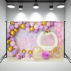 Layoris Pink Purple Balloon Birthday Mini Session Backdrop