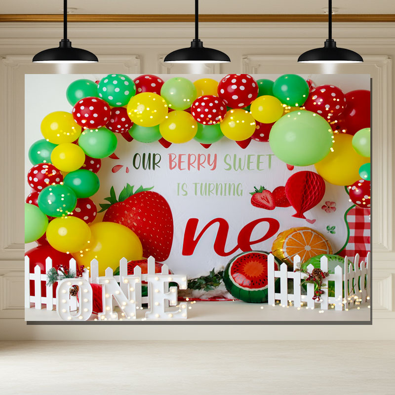 Layoris Strawberry Themed 1St Birthday Mini Session Backdrop