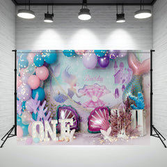 Layoris Purple Balloon Ocean Theme Mini Session Backdrop