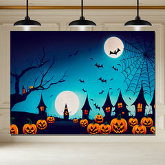 Layoris Night Moon Evil Pumpkin Halloween Backdrop