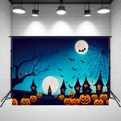 Layoris Night Moon Evil Pumpkin Halloween Backdrop