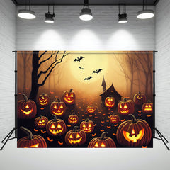 Layoris Fog Evil Pumpkin Bats Halloween Backdrop