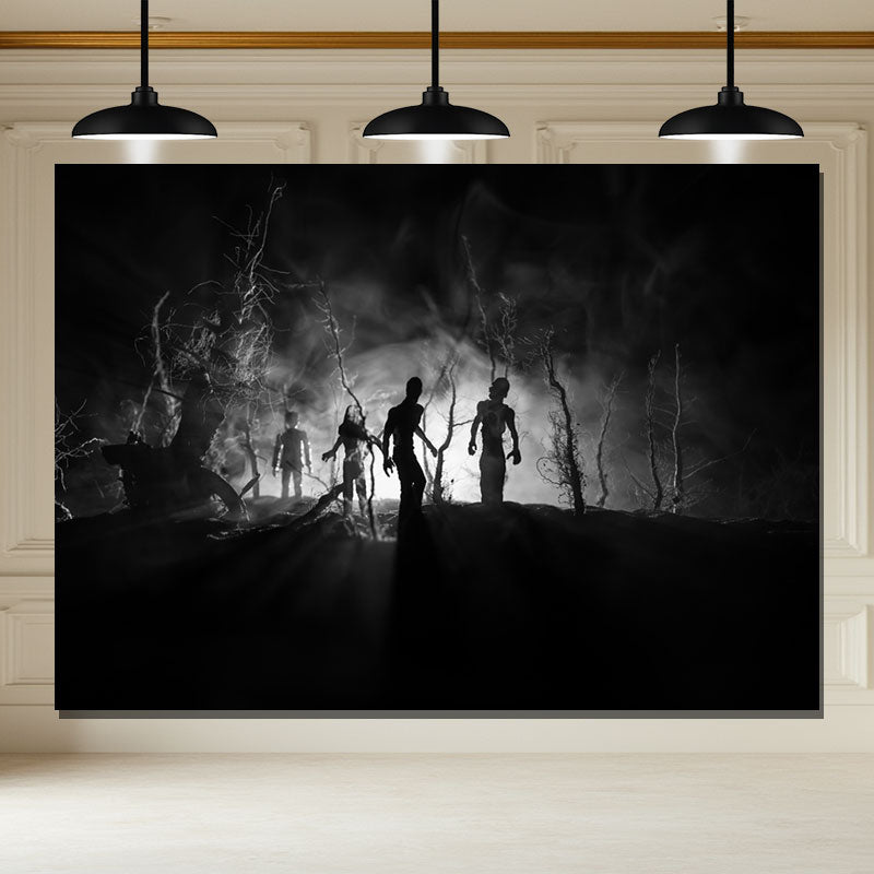 Layoris Dead Tree Zombies At Night Halloween Backdrop