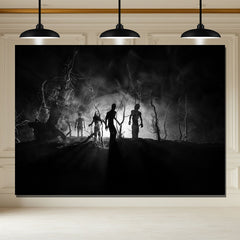 Layoris Dead Tree Zombies At Night Halloween Backdrop