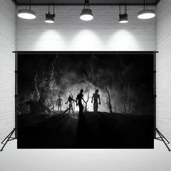 Layoris Dead Tree Zombies At Night Halloween Backdrop