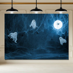Layoris Spiderweb Ghost Moon Halloween Backdrop