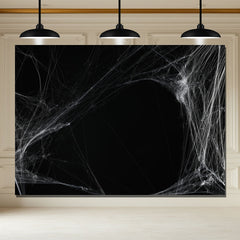 Layoris Spiderweb Black Background Halloween Backdrop