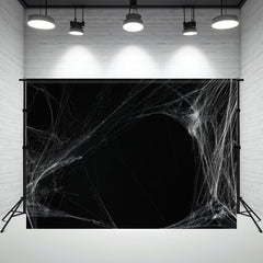 Layoris Spiderweb Black Background Halloween Backdrop