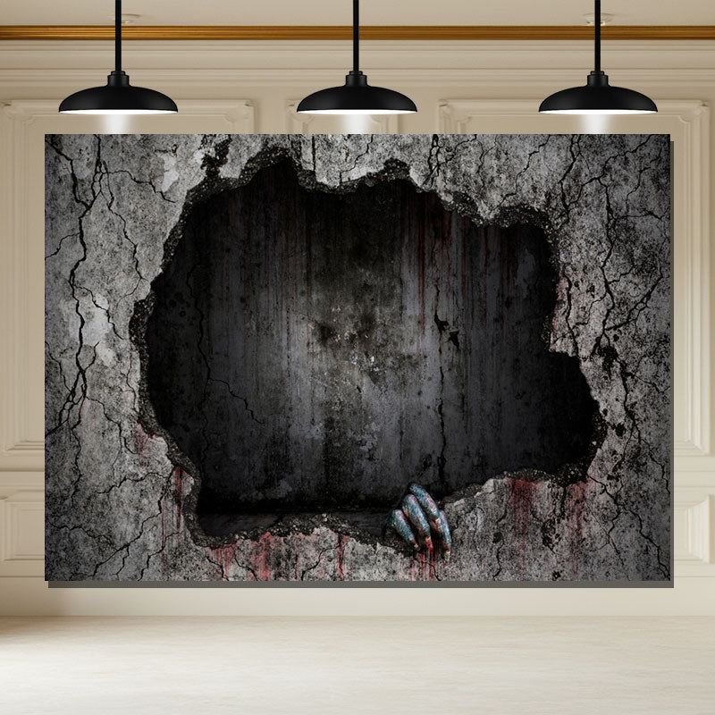 Layoris Spooky Ghost Hands Damaged Wall Halloween Backdrop