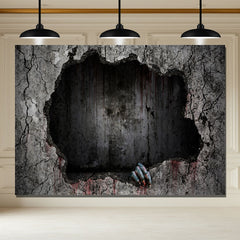 Layoris Spooky Ghost Hands Damaged Wall Halloween Backdrop