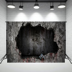 Layoris Spooky Ghost Hands Damaged Wall Halloween Backdrop