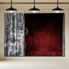 Layoris Spooky Ghost Hand Red Wall Halloween Backdrop
