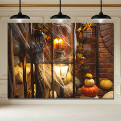 Layoris Light Spiderweb Brick Halloween Backdrop
