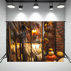 Layoris Light Spiderweb Brick Halloween Backdrop