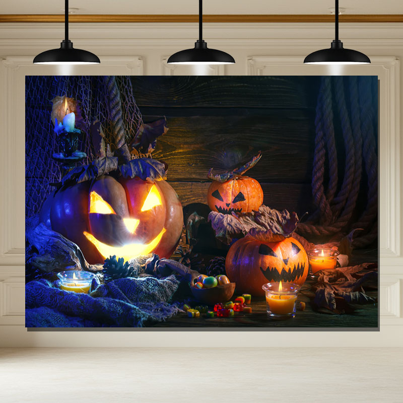 Layoris Pumpkin Hemp Rope Halloween Backdrop