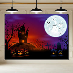 Layoris Moon Castle Cemetery Halloween Backdrop