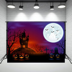 Layoris Moon Castle Cemetery Halloween Backdrop