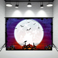 Layoris Scary Giant Moon Pumpkin Halloween Backdrop