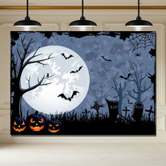 Layoris Spooky Giant Moon Night Cemetery Halloween Backdrop