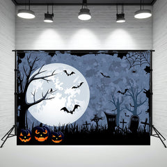 Layoris Spooky Giant Moon Night Cemetery Halloween Backdrop