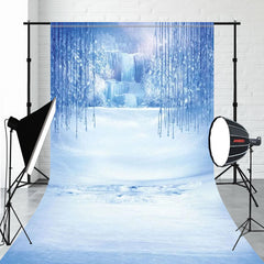 Ice And Snow Waterfall Blue Sweep Backdrop - Layoris