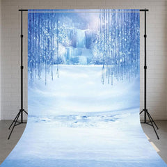 Ice And Snow Waterfall Blue Sweep Backdrop - Layoris