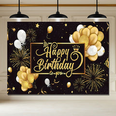 Layoris Shining Golden Balloons Happy Birthday Backdrop