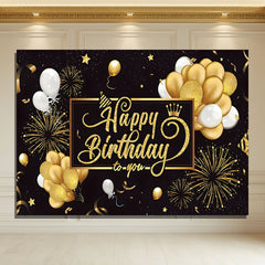 Layoris Shining Golden Balloons Happy Birthday Backdrop