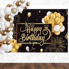 Layoris Shining Golden Balloons Happy Birthday Backdrop