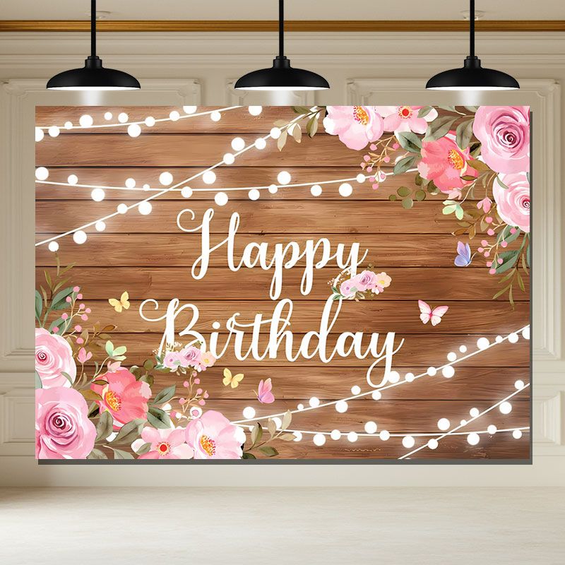 Layoris Rustic Wooden Butterfly Happy Birthday Banner