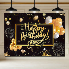 Layoris Golden Shining Happy Birthday To You Backdrop