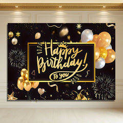 Layoris Golden Shining Happy Birthday To You Backdrop