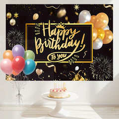 Layoris Golden Shining Happy Birthday To You Backdrop