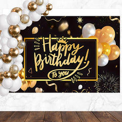 Layoris Golden Shining Happy Birthday To You Backdrop