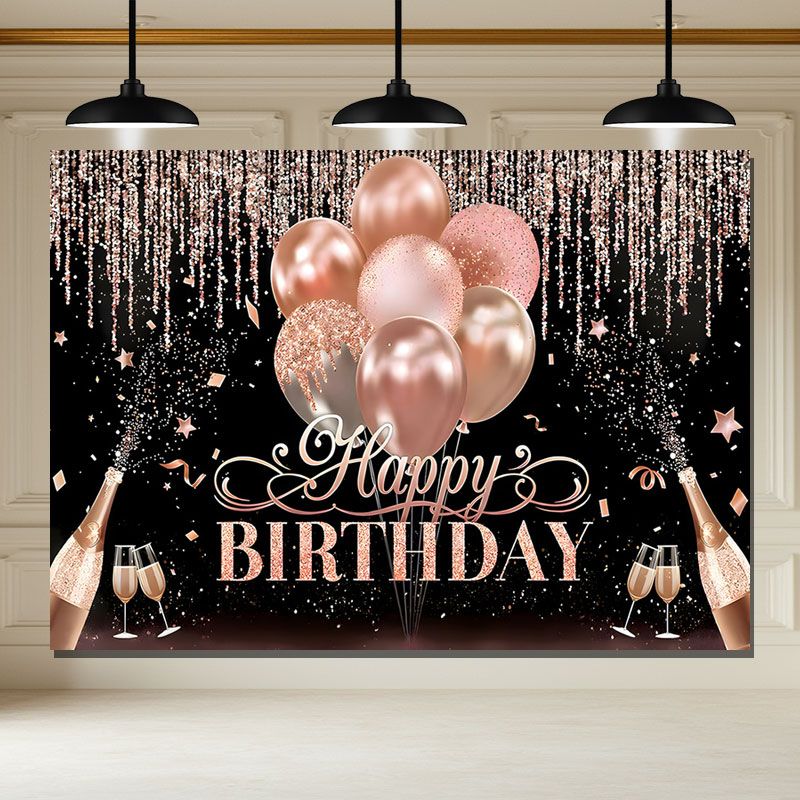 Layoris Elegant Rose Gold Happy Birthday Backdrop For Women