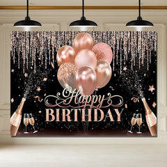 Layoris Elegant Rose Gold Happy Birthday Backdrop For Women