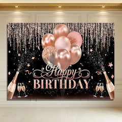 Layoris Elegant Rose Gold Happy Birthday Backdrop For Women